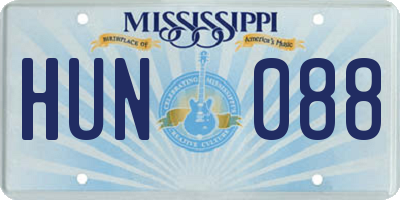 MS license plate HUN088