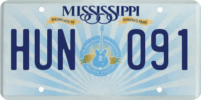 MS license plate HUN091