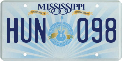 MS license plate HUN098