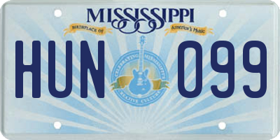 MS license plate HUN099