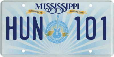 MS license plate HUN101