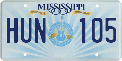 MS license plate HUN105