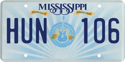MS license plate HUN106