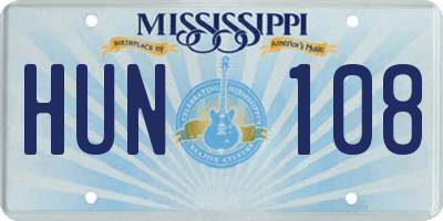 MS license plate HUN108