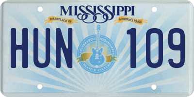 MS license plate HUN109