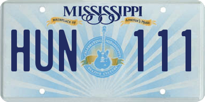 MS license plate HUN111