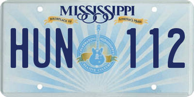 MS license plate HUN112