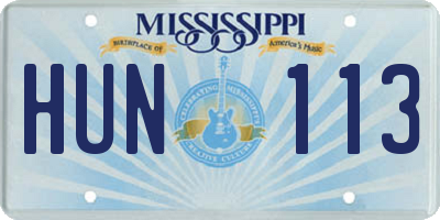MS license plate HUN113