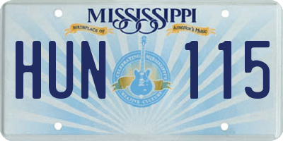 MS license plate HUN115