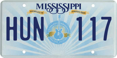 MS license plate HUN117