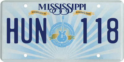 MS license plate HUN118
