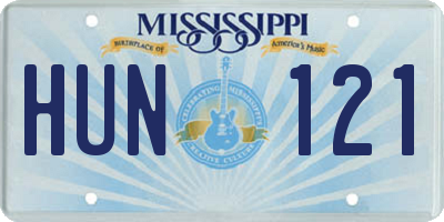 MS license plate HUN121