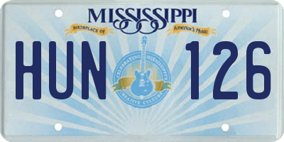 MS license plate HUN126