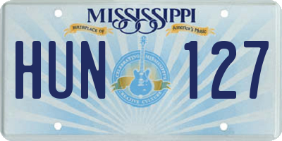 MS license plate HUN127