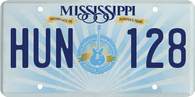 MS license plate HUN128