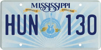 MS license plate HUN130