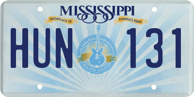 MS license plate HUN131