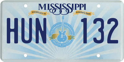 MS license plate HUN132