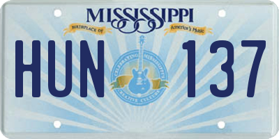 MS license plate HUN137