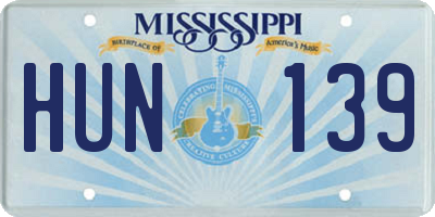 MS license plate HUN139