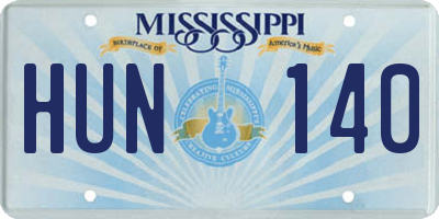 MS license plate HUN140