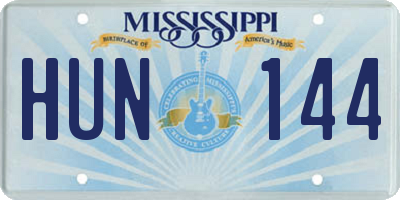MS license plate HUN144