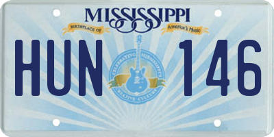 MS license plate HUN146