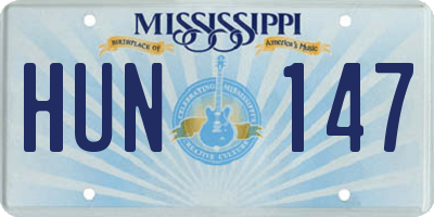 MS license plate HUN147