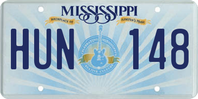 MS license plate HUN148