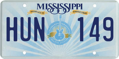 MS license plate HUN149