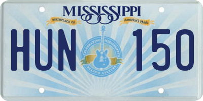 MS license plate HUN150