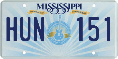 MS license plate HUN151