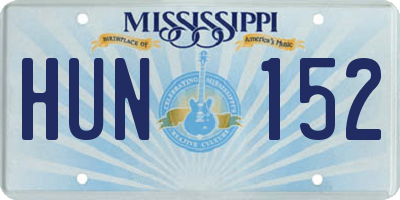 MS license plate HUN152