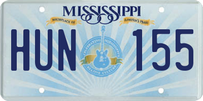 MS license plate HUN155