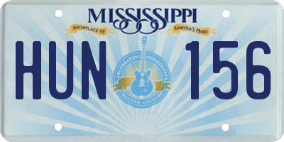 MS license plate HUN156