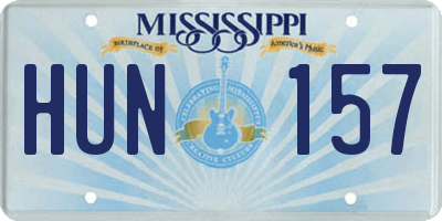 MS license plate HUN157