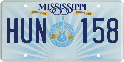 MS license plate HUN158