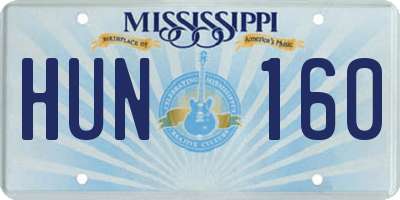 MS license plate HUN160
