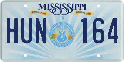 MS license plate HUN164