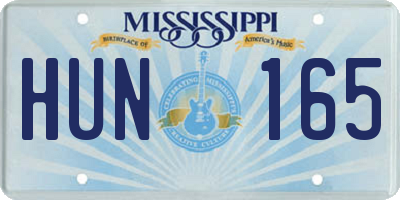 MS license plate HUN165