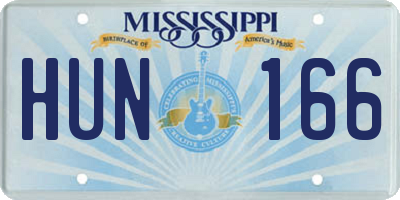 MS license plate HUN166