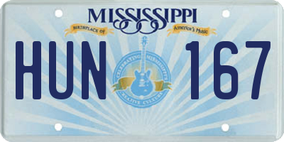 MS license plate HUN167