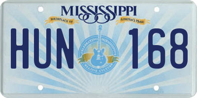 MS license plate HUN168