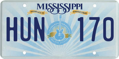 MS license plate HUN170