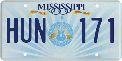 MS license plate HUN171