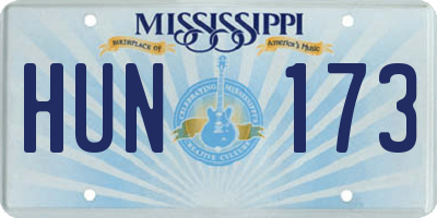 MS license plate HUN173