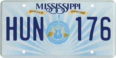 MS license plate HUN176