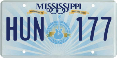MS license plate HUN177