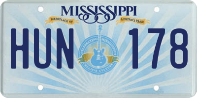 MS license plate HUN178