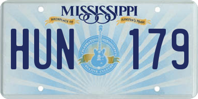 MS license plate HUN179